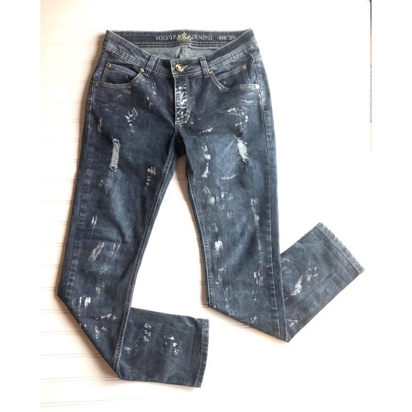 Nicole Benisti Distressed Jean Gray Size 28 Paint Splat NWOT Distressed Denim - Picture 9 of 16